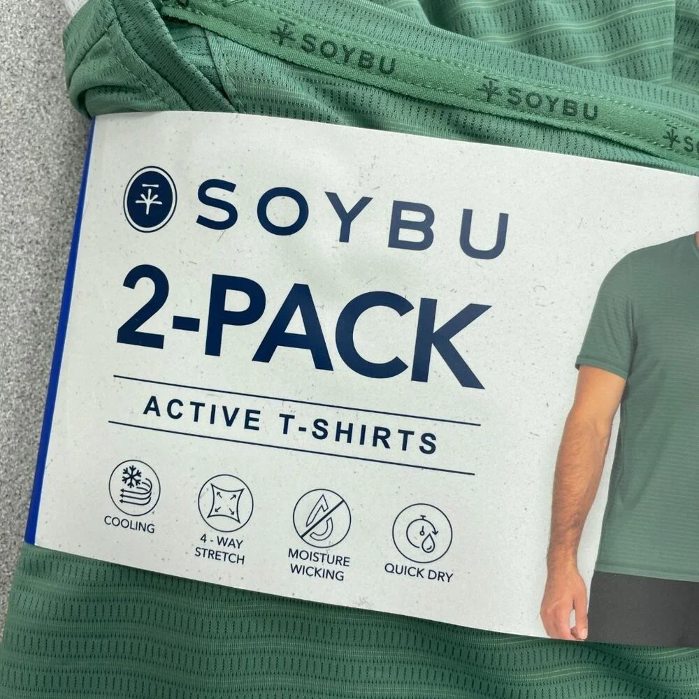 Soybu Men's L 2-Pack Active T-Shirts Green/Gray N0832 - Picture 5 of 8